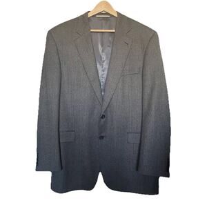 Burberry Herringbone Wool Sport Coat Blazer Jacket Size 46 Long Gray